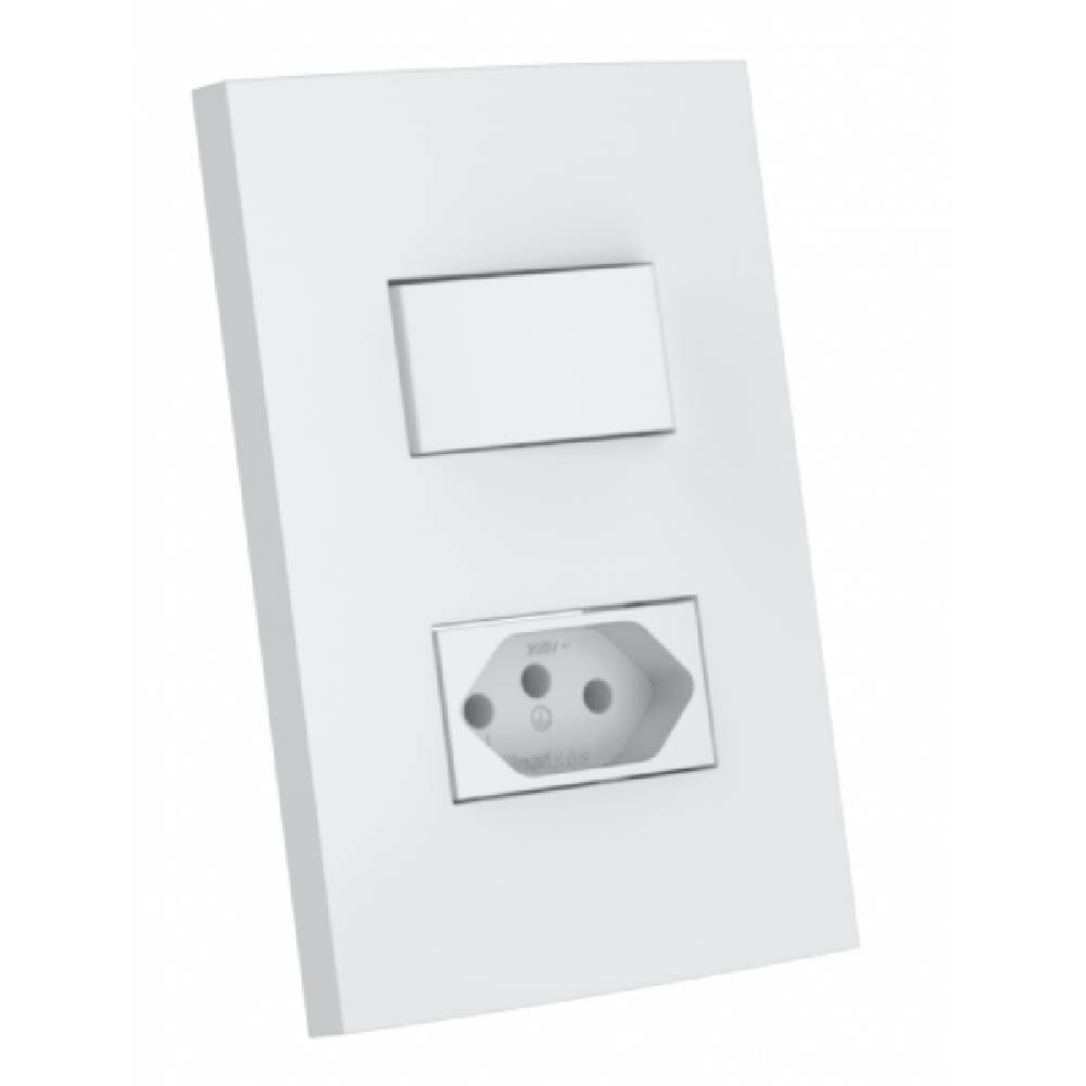 Conjunto Interruptor 1 Tecla Simples Tomada 10A Dubai Enerbras